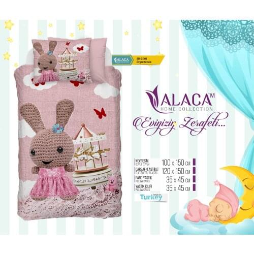 3D Digital Printed Satin Baby Duvet Cover Set Made in Turkey 4-Piece Cotton-Satin Colored Patterns