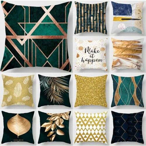 45x45cm Nordic Geometric Series Peachskin Pillowcase Covered Gold Cushion Cover Polyester Throw Sofa PillowCase Decorative Home