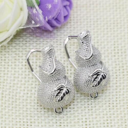 New arrival 13*22mm high quality silver-color gourd shape stud earrings for women party gifts frost matte elegant jewelry B2840