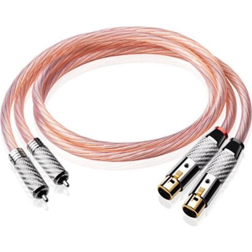 Single crystal copper silver plated audio rca to xlr carbon gold plated plug for amplifier CD player balance cable