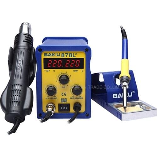 BAKU 878L2 Hot Air Soldering Station 110V/220V LED Digital Display Soldering Station With Heat Gun And English Manual