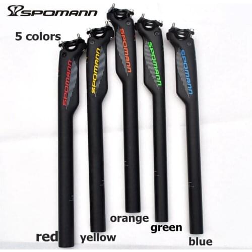 SPOMANN Full Carbon Fibre Bike Seatpost Road Bicycle seatposts Offset Breaking Wind Seat post Carbon Bicicleta Parts Free Ship