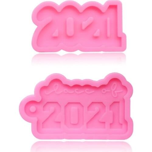 R58E DIY Glossy 2021 Keychain Epoxy Resin Mold Charm Jewelry Earrings Silicone Mould