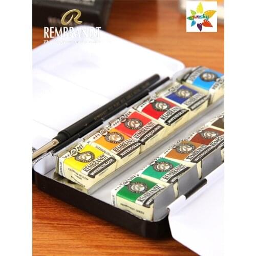 Rembrandt Watercolour Metal Deluxe Set of 12 Half Pans Artists' Watercolours offer exceptional quality pure and intense colours