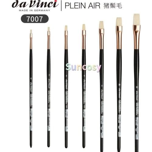 Da Vinci Hog Bristle Series 7707 Plein Air Oil Painting Brush, Round Short-Length with Black Lacquered Handle and Copper Ferrule