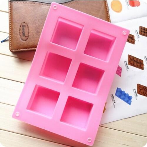 Silicone moulds 6 cavities square Soap Cake Baking Pudding Jelly Cocolate Cake Mold Silicone tool Pan SOAP MOLD