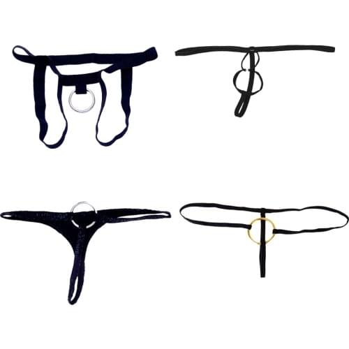 4 Pack Seductive Men Open Pouch C-string Ring Posing Strap Thong T-back Panties