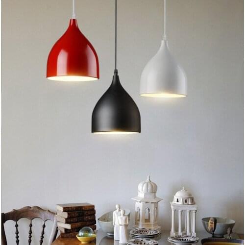 Modern Aluminum Creative Bar Milk Tea Cafe Decorative Rope Pendant Lights Loft Hanglamp Red Black Hanging Lights Lamp Shade New