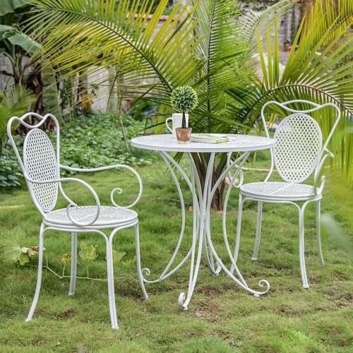 Table Outdoor Garden White Leisure Table and Chair Combination Nordic Open Balcony Negotiation Terrace Furniture