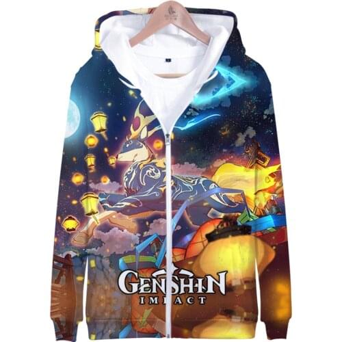Hot Game Genshin Impact Print Women/Men Zipper Hoodie Leisure Long Sleeve Kid Size Hooded Sweatshirt Hot Sale Streetwear Clothe