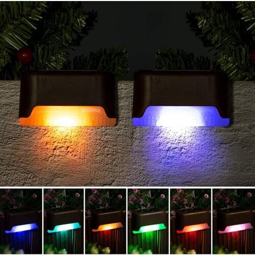 4pcs LED Solar Lamp Outdoor Waterproof Solar Powered Step Light for Garden Path Stair Landscape Balcony Fence Solar Wall Lamp