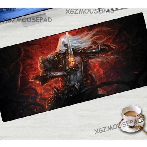 XGZ Anime Large Mouse Pad Exquisite Lock Edge Ghost Swordsman Computer Desk Mat Revenge Lock Chain Non-slip Rubber Stripe