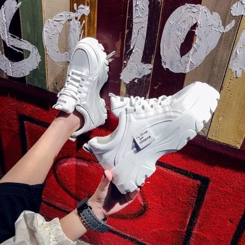 Platform Shoes Womens Vulcanize Shoes Summer New Casual Classic Solid Color PU Leather Shoes Women Casual White Sneakers