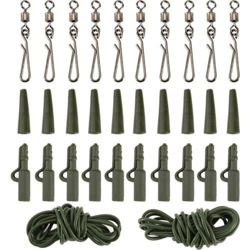 32pcs Anti-rust Carp Fishing Tackles Assorted Sizes Rolling Swivels Quick Release Rig Kits Angler