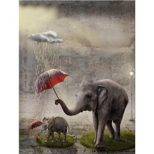 5D DIY Diamond Painting Full square / round elephant umbrella picture Mosaic Diamond Embroidery Sale Decoration Painting GH537