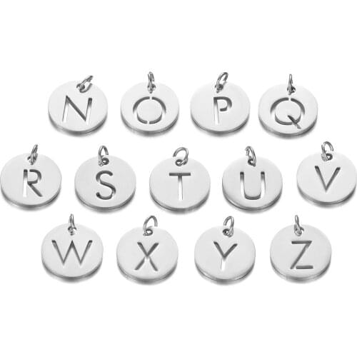 5pcs/lot Stainless Steel Hollow Out Alphabet Charms DIY Initials From N-Z Alphabets Pendant Accessories Making