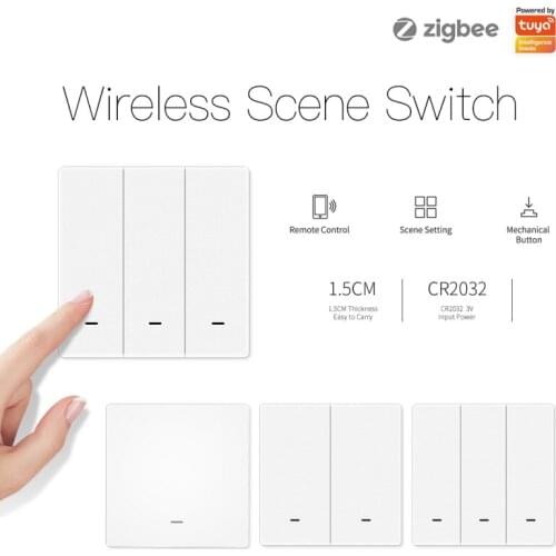 Tuya ZigBee 123Gang Wireless 12 Scene Switch Push Button Controller Battery Powered Automation Scenario For Tuya Devices Modules