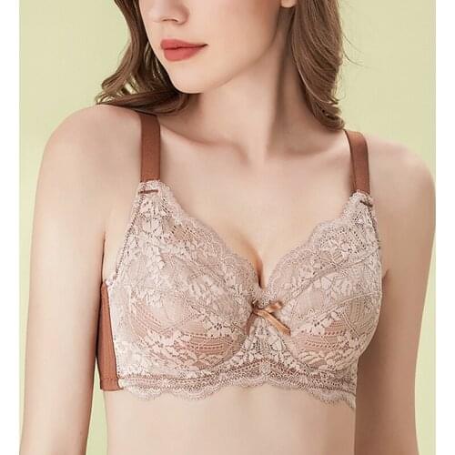 Womens Non-padded Underwear Full Coverage Lace Sheer Ultra-thin Soft Steel Rings Bra Lingeries 34 36 38 40 B C D E