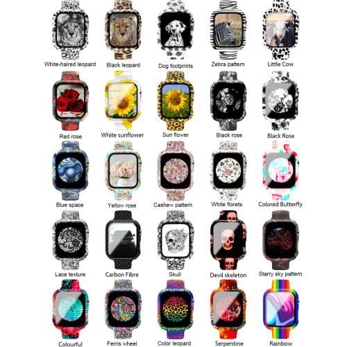 Printing silicone case+strap for apple watch band 42mm 38mm 44mm 40mm bracelet belt for iwatch series 6 5 4 3 SE accessories