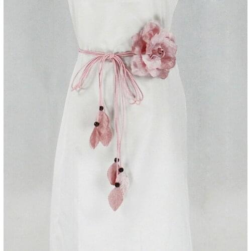 Long String Tassel Decorative Skirt Dress Belts Ladies Chiffon Big Flower Thin Belt Fashion Korean Women Knotted Waistband