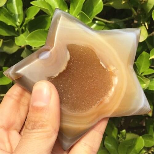 85mm Natural Agate Geode Crystal Star Hand Carved Gemstone Healing Quartz Chakra Stones And Minerals Specimen Carving Ornaments