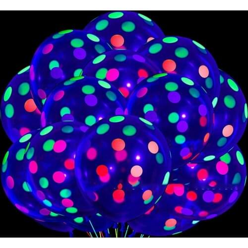 Glow In The Dark Garlands Birthday Wedding Fluorescent Luminous Balloons Dot Neon Balloons UV Black Light Reactive Party Ballons