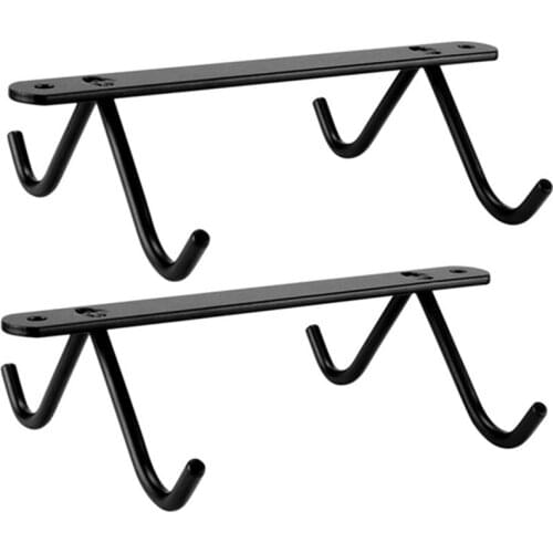 HLZS-Mug Holder, Set of 2 Coffee Mug Holder Under Cabinet, Metal Mug Rack Wtih 8 Hanging Hooks for Mugs, Coffee Cups