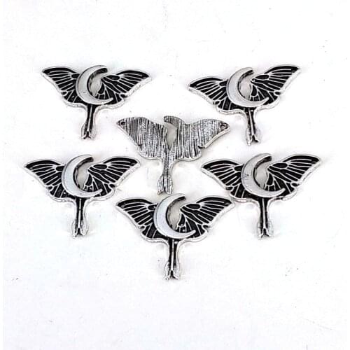 Hzew 5 pcs new Accessories moon wing moth skull head moth pendant for women man