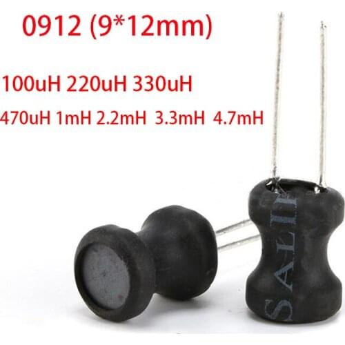 10pcs Unshielded Wirewound DIP power Inductor 0912 (9*12mm) 100uH 220uH 330uH 470uH 1mH 2.2mH 3.3mH 4.7mH I-shaped inductance