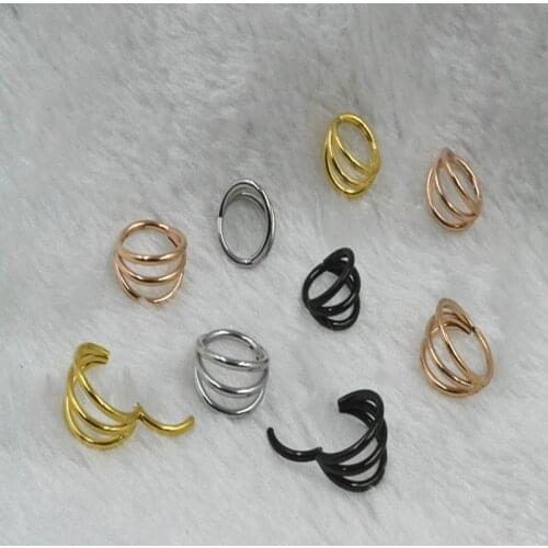 16G Stainless Steel 3Layers Septum Clicker Hoop Ring Nose Labret Ear Tragus Cartilage Daith Helix Earring Body Piercing Jewelry