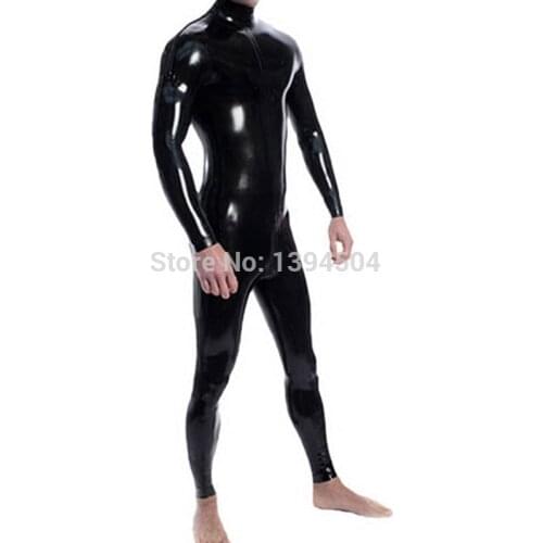 2018 NEW Sexy handmade Men full body latex tight fetish male catsuit jumpsuit Clothing with Crotch Zipper and Shoulder Zipper