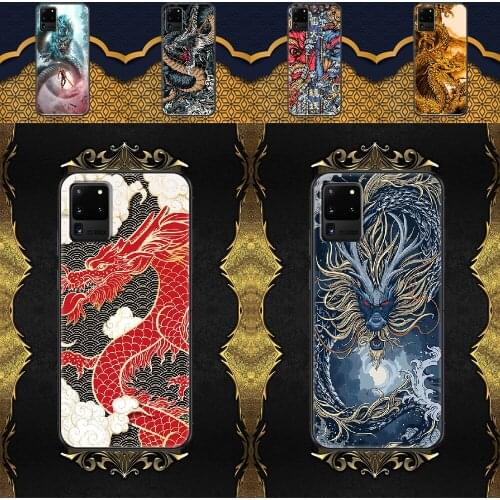 Chinese dragon Cool luxury Phone case For Samsung Galaxy Note 4 8 9 10 20 S8 S9 S10 S10E S20 Plus UITRA Ultra black soft back