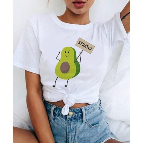 Fashion Cartoon Women Tops Tee Funny Avocado Women T-shirts Cute Print Female Tee Shirts Funny Graphic Woman T-shirts