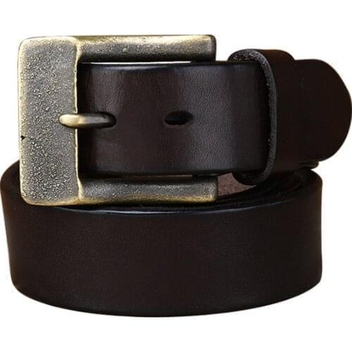 Thickened Head Layer Cowhide Belt Male Leather Pin Buckle Copper Buckle Retro Trouser Top Full Grain Leather Belt