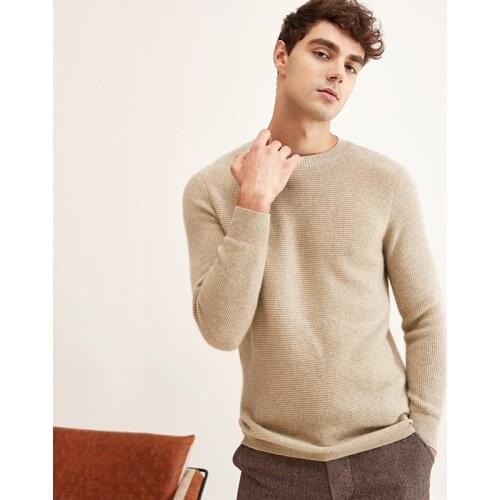 ZHILI Mens O-Neck Pure Color Cashmere Sweater