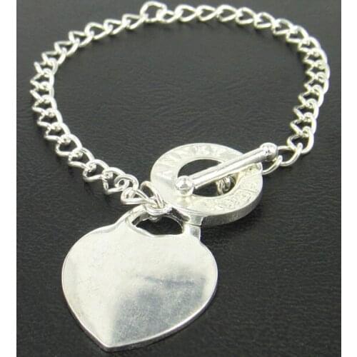 New arrival Fashion women big smooth heart toggle clasp Bracelet