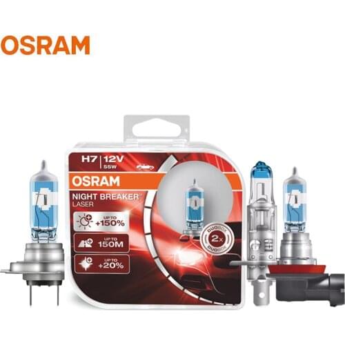 OSRAM H7 H3 H4 H1 Night Breaker Laser Halogen Auto Bulbs Headlight H8 H11 HB3 9005 HB4 9006 12V +150% Brightness (2 Pcs)