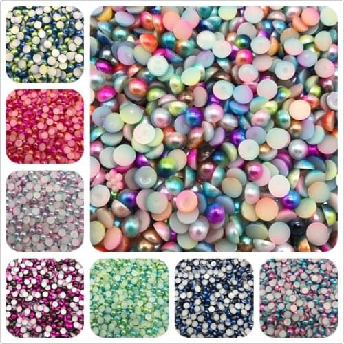 3mm 4mm 5mm 6mm 8mm Flat bead Rainbow Beads Half Round Pearl Bead Flat Back Scrapbook For Craft Pick Colors