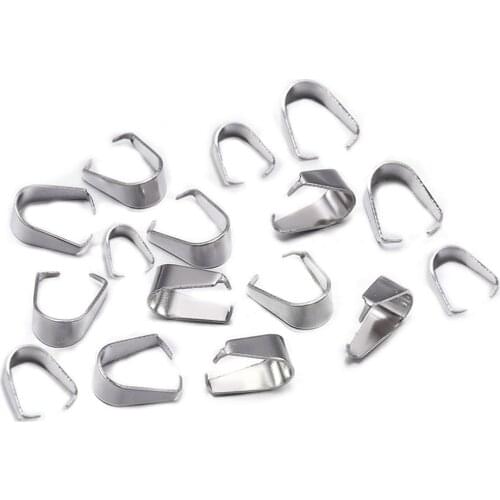 50-100pcs Stainless Steel Buckle Charm Bail Beads Connector Bale Pinch Clips Pendant Clasps Hook For DIY Jewelry Making Findings