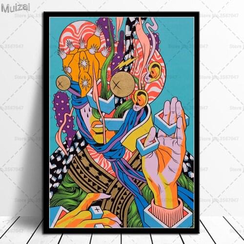 Psychedelic Poster Mushroom Trippy Abstract Acid Lsd Acrylic Wall Art Canvas Posters and Prints Picture Living Room Home Decor