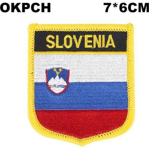 Slovenia Shield Shape Iron-on Flag Patch Embroidered Saw on Badges Patches for Clothing PT0165-S