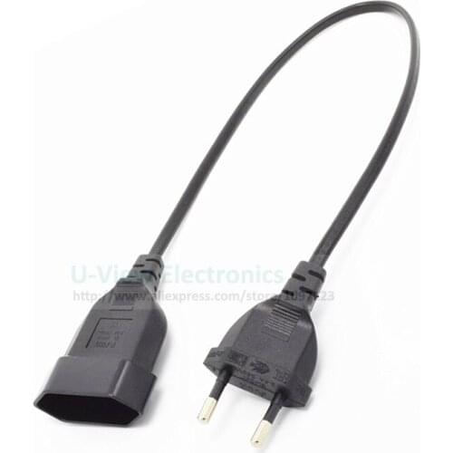 NCHTEK EU European 2Pin Male to Female Power Extension Connector Cable For UPS PDU About 0.5M/Free Shipping/10PCS