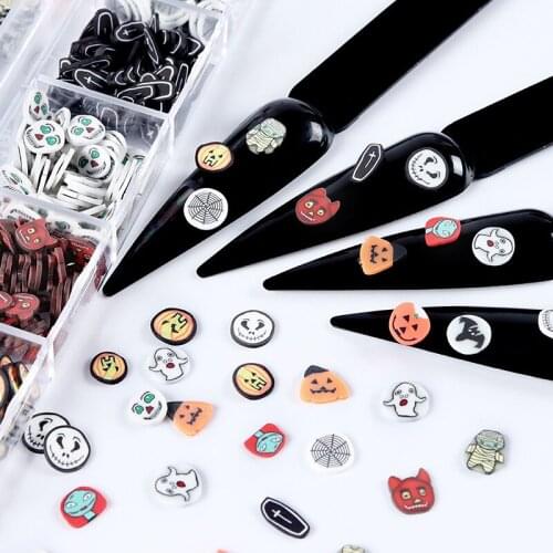 Halloween Day Nail Art Decoration Ghost Jack-o-lantern Skeleton Mummy Polymer Clay Slices Sequins Holiday Nail Accessories