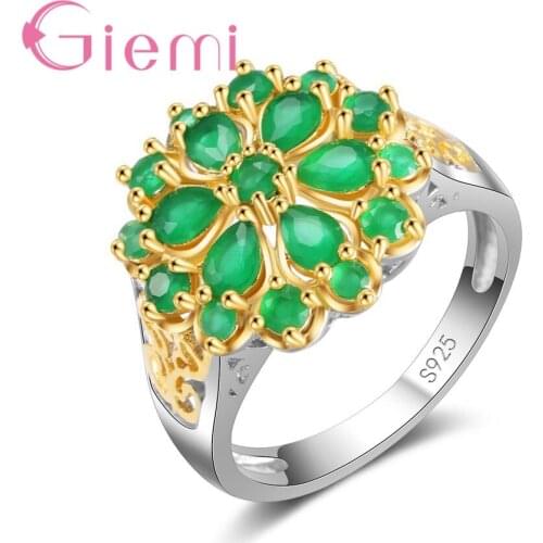 High Quality 925 Sterling Silver Inlaid Green Crystal Ring Hot Sale Luxury Jewelry For Women Anniversary Emotion Gifts