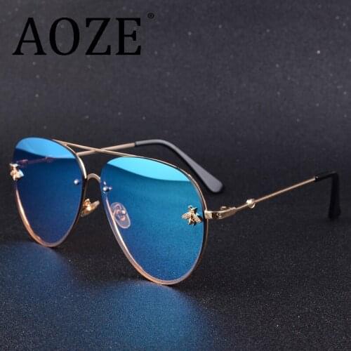 2020 Luxury Brand Designer Female Rimless Sunglasses AViation Women Sun Glasses Gradient Shades Little bee Lens Ladies UV400