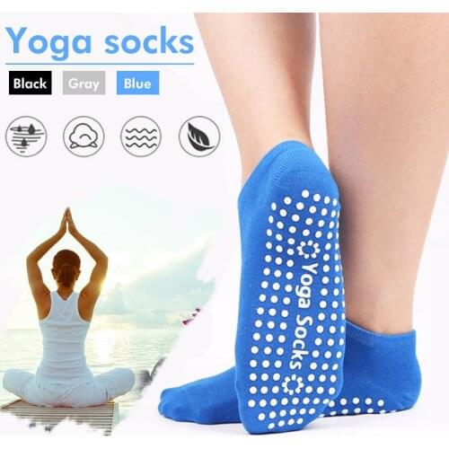 Women Sports Colorful Yoga Socks Hot Fitness And Pilates Cotton Socks Rainbow Workout Anti Slip Toe Socks Breathable Blue