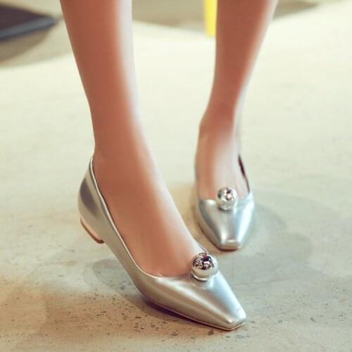 Big Size Ladies high heels women shoes woman pumps Metal decoration High-heeled single shoes