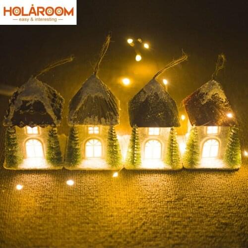 1PC Christmas Ornaments Christmas Tree Decorations Lantern House Pendant Decoration New year gift Pendant for Home Decorations