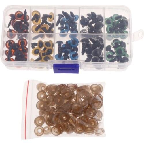 100pcs 10mm Plastic Safety Eyes For Bear Doll Puppet Plush Animal Puppet Craft DIY Accessories With Washers