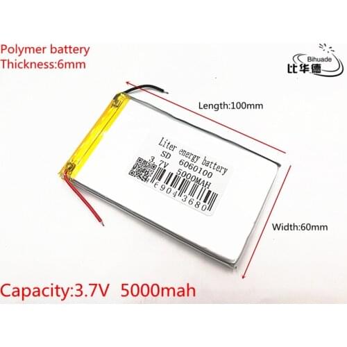 3.7V,5000mAH 6060100 PLIB (polymer lithium ion / Li-ion battery ) for Smart watch,GPS,mp3,mp4,cell phone,speaker
